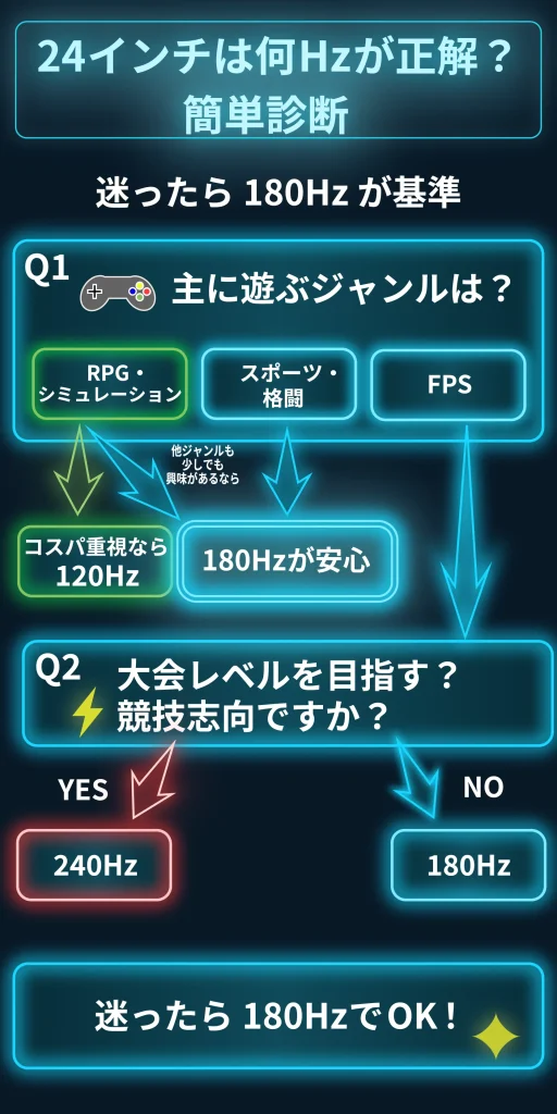 24インチゲーミングモニターのフロチャート