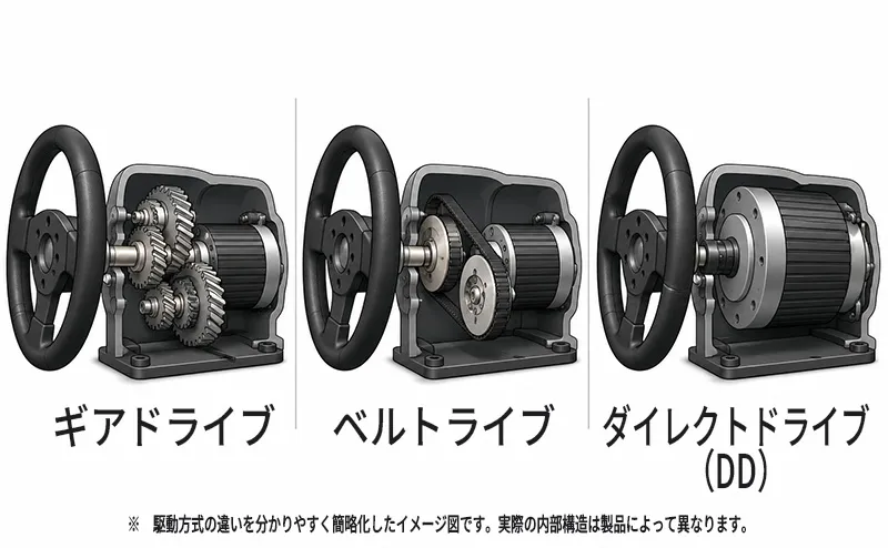 FFB駆動方式の違いのイメージ図