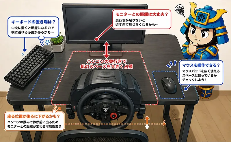 机に周辺機器（デバイス）が配置できるかを確認する