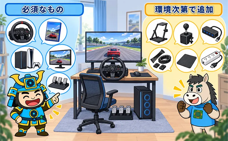 レースゲームに必要なもの、あとから追加でいいもの