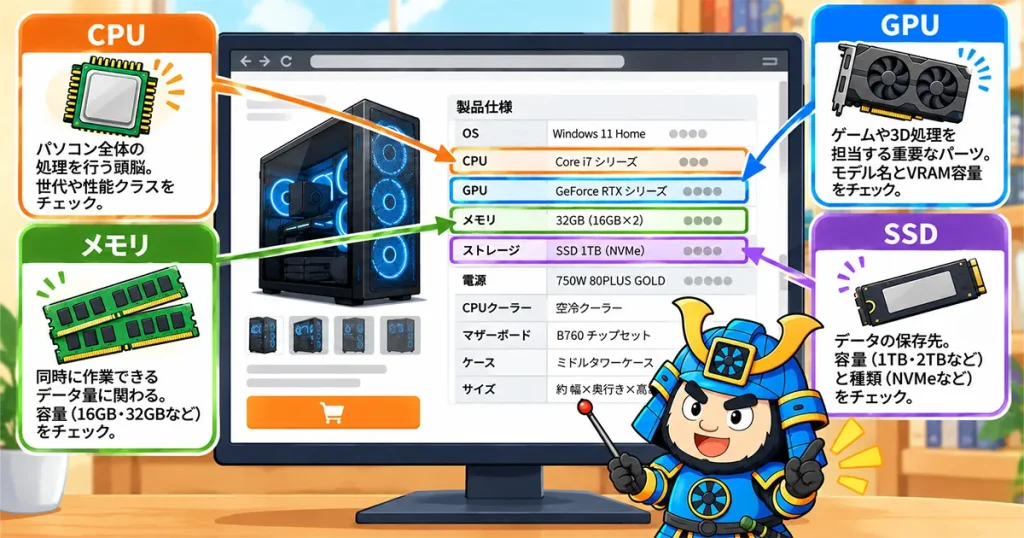 BTOでチェックすべきPCパーツ