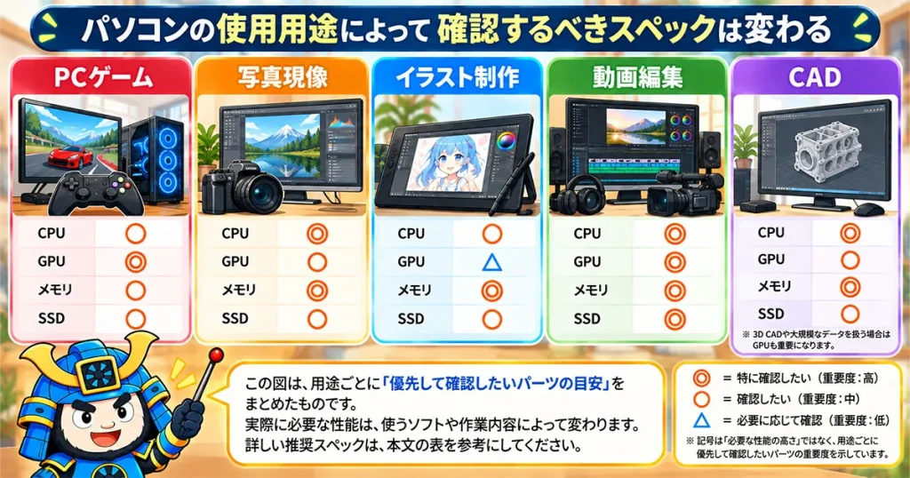 用途別にわかるPCスペック早見表